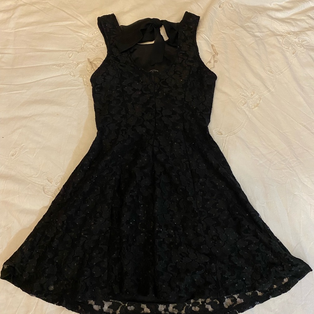 Speechless Black Floral Lace Mini Dress